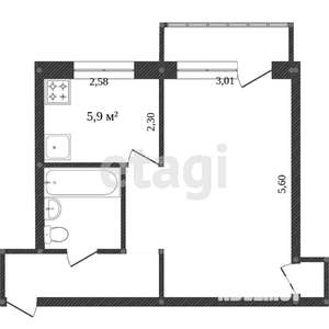 1-к квартира, вторичка, 30м2, 4/5 этаж