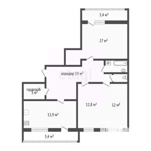 3-к квартира, вторичка, 92м2, 8/9 этаж