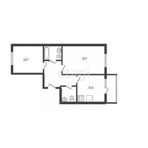 2-к квартира, вторичка, 67м2, 2/13 этаж