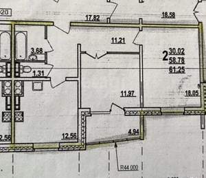 2-к квартира, вторичка, 59м2, 1/9 этаж