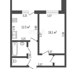1-к квартира, вторичка, 49м2, 4/9 этаж