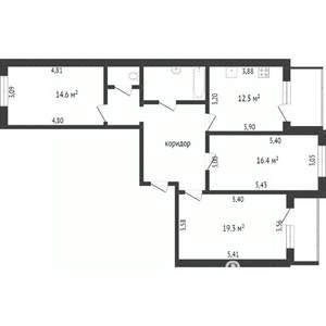 3-к квартира, вторичка, 73м2, 1/6 этаж