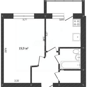 1-к квартира, вторичка, 42м2, 8/14 этаж