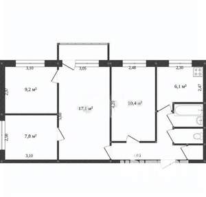 4-к квартира, вторичка, 61м2, 2/5 этаж