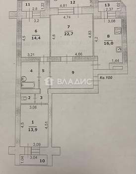 3-к квартира, вторичка, 96м2, 3/10 этаж