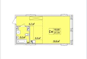 Студия квартира, вторичка, 37м2, 8/17 этаж