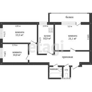 3-к квартира, вторичка, 79м2, 2/10 этаж