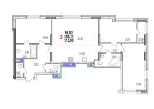 3-к квартира, вторичка, 111м2, 8/18 этаж