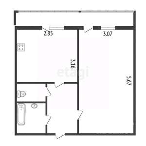 1-к квартира, вторичка, 52м2, 5/13 этаж