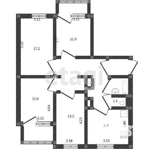 4-к квартира, вторичка, 84м2, 10/10 этаж