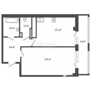 1-к квартира, вторичка, 44м2, 4/9 этаж