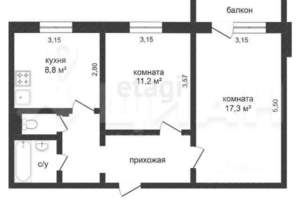 2-к квартира, вторичка, 55м2, 14/14 этаж