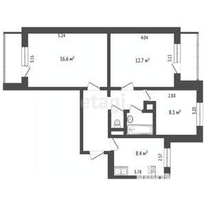 3-к квартира, вторичка, 60м2, 8/9 этаж