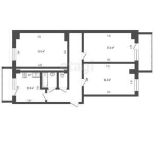 3-к квартира, вторичка, 88м2, 9/10 этаж