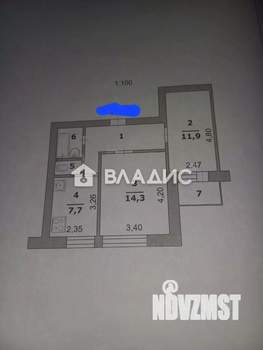 2-к квартира, вторичка, 46м2, 1/9 этаж