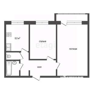 2-к квартира, вторичка, 52м2, 2/10 этаж