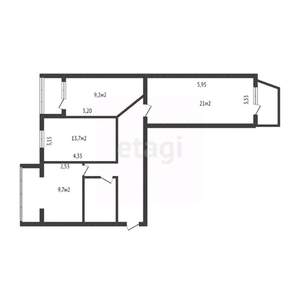 3-к квартира, вторичка, 80м2, 2/9 этаж