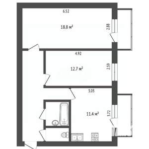 2-к квартира, вторичка, 59м2, 2/4 этаж