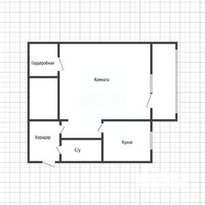 1-к квартира, вторичка, 32м2, 3/3 этаж