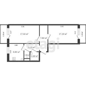 2-к квартира, вторичка, 59м2, 9/10 этаж