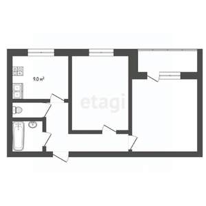 2-к квартира, вторичка, 55м2, 1/3 этаж