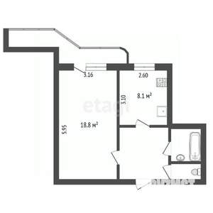 1-к квартира, вторичка, 39м2, 3/15 этаж