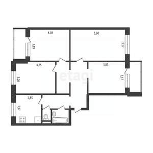 4-к квартира, вторичка, 82м2, 6/9 этаж