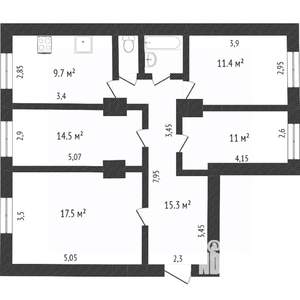 4-к квартира, вторичка, 84м2, 2/3 этаж