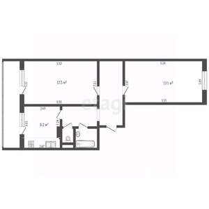 2-к квартира, вторичка, 58м2, 1/10 этаж
