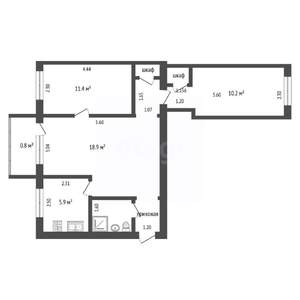 3-к квартира, вторичка, 58м2, 4/4 этаж