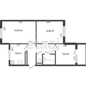 3-к квартира, вторичка, 60м2, 1/9 этаж