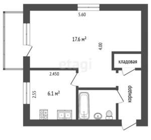 1-к квартира, вторичка, 31м2, 4/5 этаж
