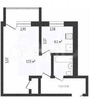 1-к квартира, вторичка, 30м2, 2/5 этаж