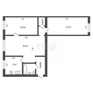3-к квартира, вторичка, 56м2, 1/5 этаж