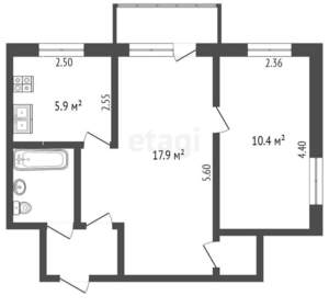 2-к квартира, вторичка, 44м2, 3/4 этаж
