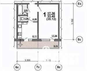 1-к квартира, вторичка, 34м2, 2/11 этаж