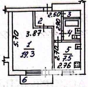 1-к квартира, вторичка, 36м2, 5/9 этаж
