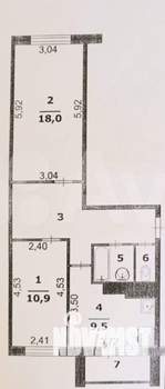 2-к квартира, вторичка, 53м2, 2/5 этаж
