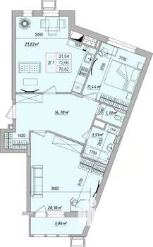 2-к квартира, вторичка, 77м2, 7/7 этаж