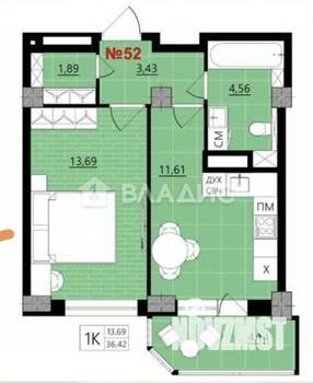 1-к квартира, вторичка, 36м2, 3/18 этаж