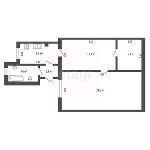 2-к квартира, вторичка, 59м2, 1/1 этаж