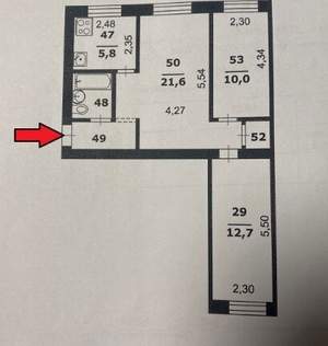 3-к квартира, вторичка, 57м2, 1/5 этаж