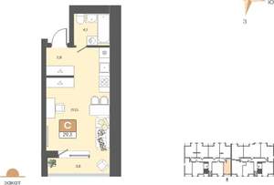 Студия квартира, вторичка, 29м2, 5/8 этаж