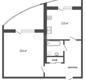 1-к квартира, вторичка, 48м2, 8/9 этаж
