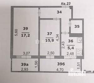2-к квартира, вторичка, 43м2, 1/5 этаж