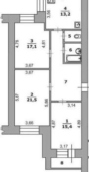 3-к квартира, вторичка, 90м2, 13/14 этаж