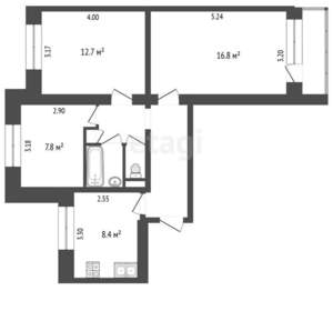 3-к квартира, вторичка, 62м2, 8/9 этаж