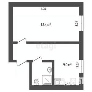 1-к квартира, вторичка, 36м2, 4/4 этаж