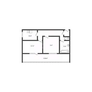 2-к квартира, вторичка, 57м2, 2/2 этаж