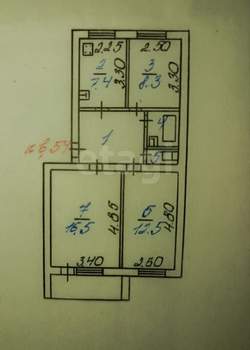 3-к квартира, вторичка, 57м2, 5/5 этаж